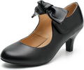 Bow Heels Mary Jane Kitten Heel Pumps - Comfortable Low Heels Shoes