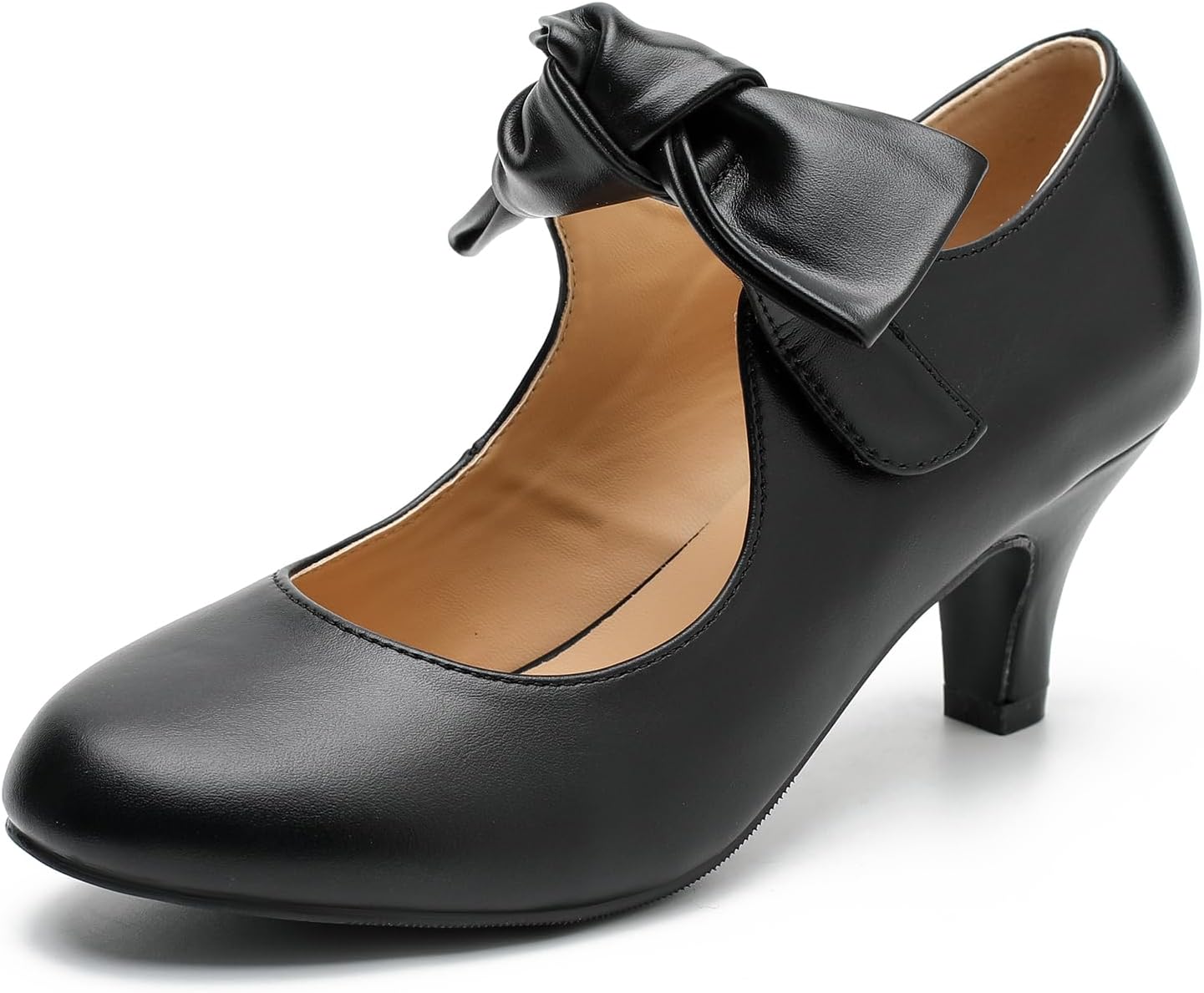 Stylish Bow Heels for Women - Mary Jane Kitten Heel Pumps