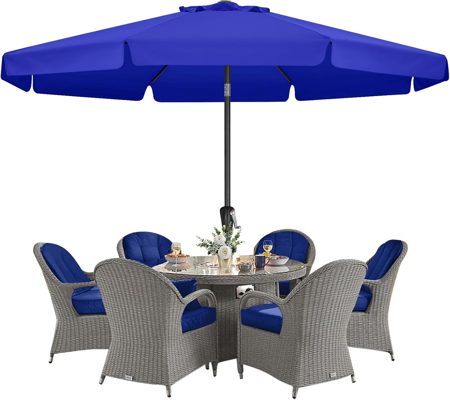 MASTERCANOPY Valance Patio Umbrella - 11ft Blue for Shade