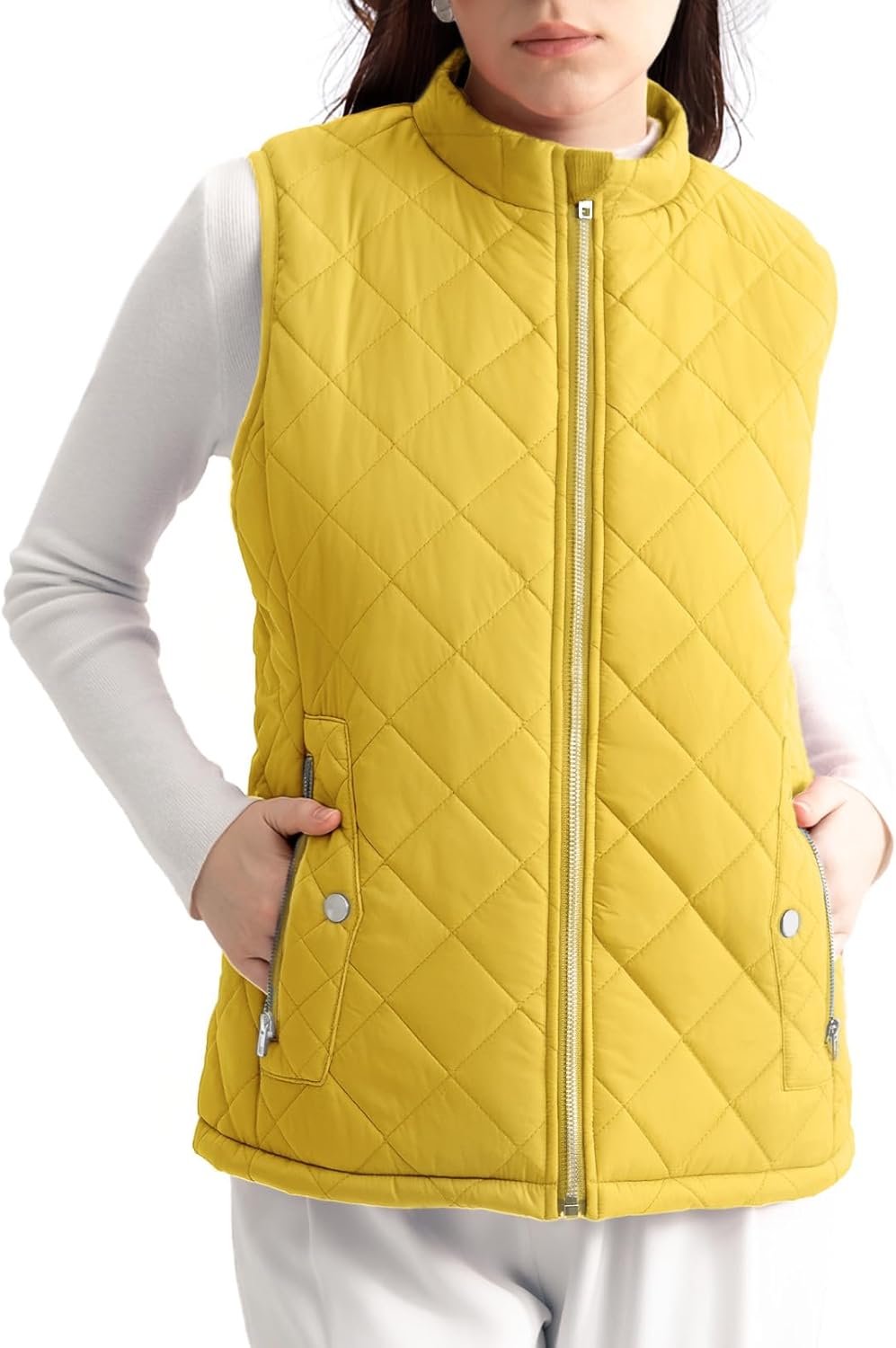 Women's Quilted Puffer Vest with Pockets for Stylish Comfort
