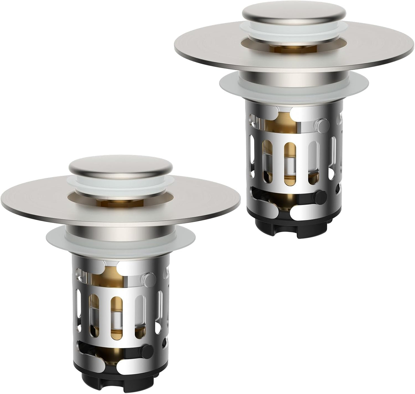 Hibbent 3 in 1 Bathroom Sink Drain Strainer with Pop Up Stopper