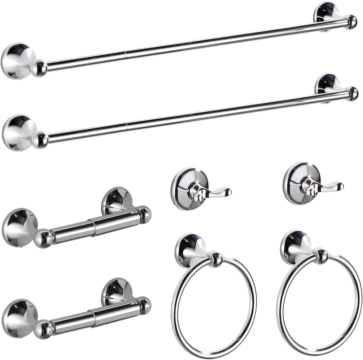 BGL Bathroom Hardware Set with Adjustable Towel Bars and Hooks