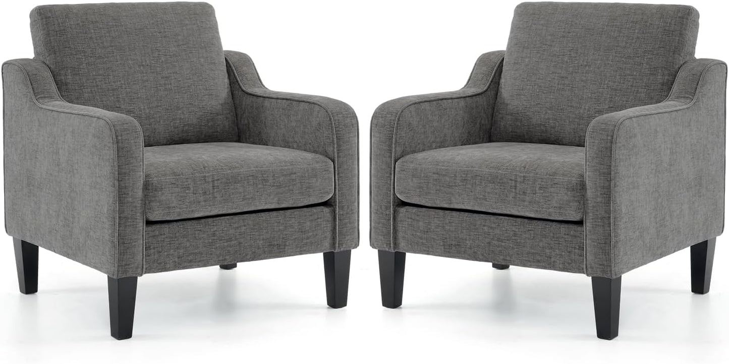 VINGLI Accent Chairs Set of 2 for Living Room, Light Grey