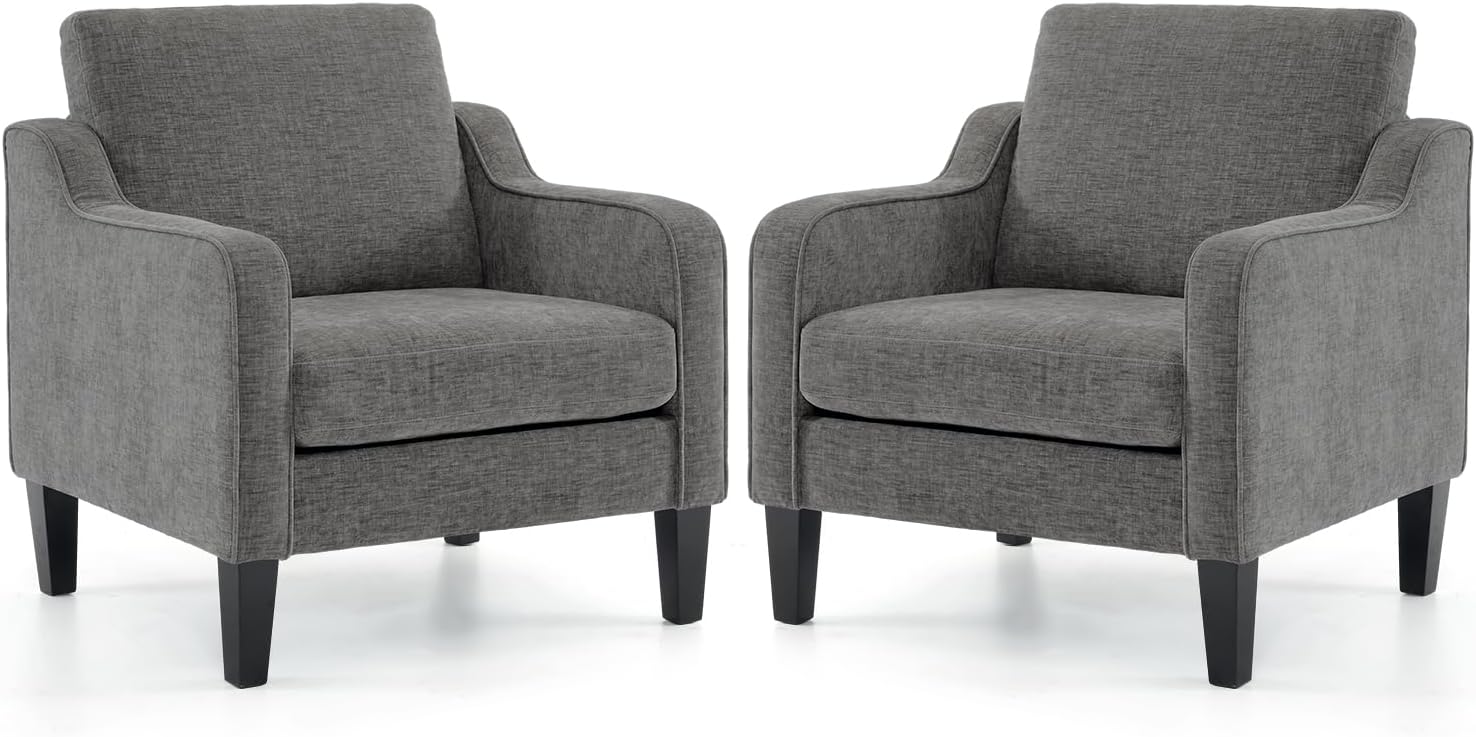 VINGLI Accent Chairs Set of 2 for Living Room, Light Grey