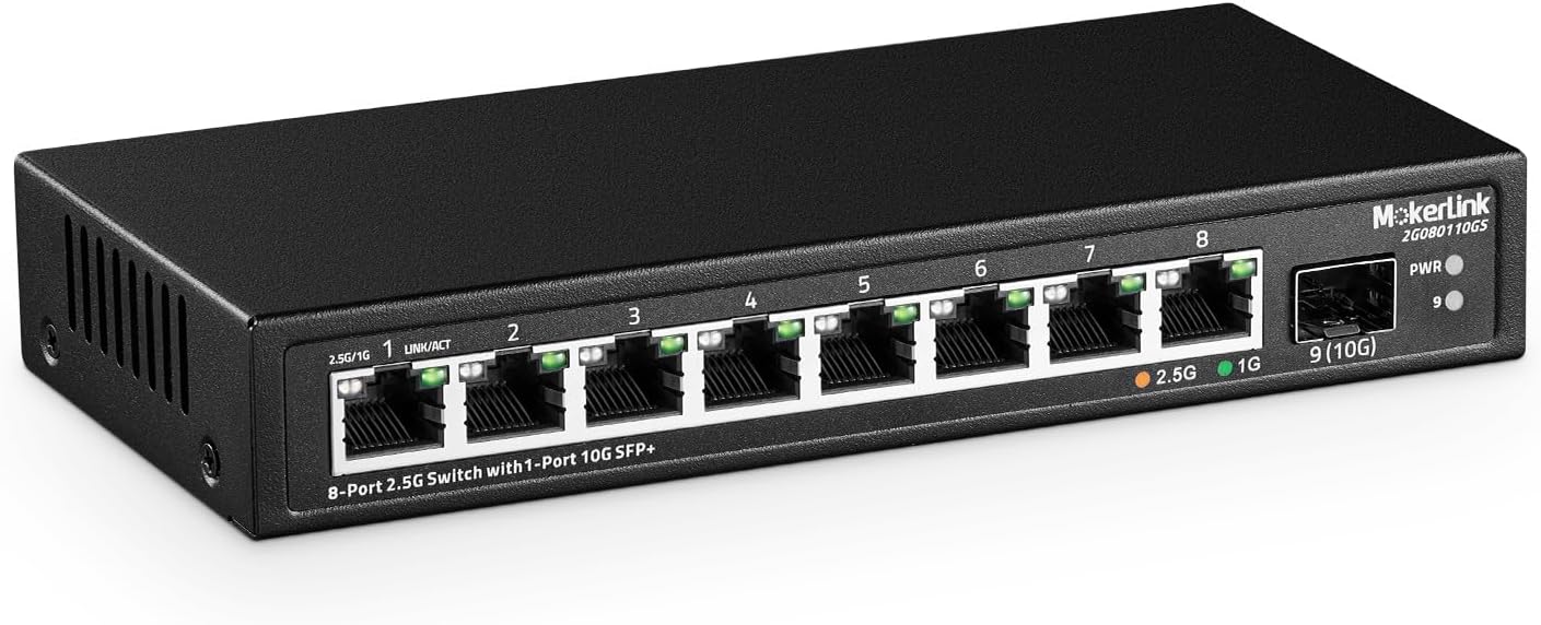 MokerLink 8 Port 2.5Gigabit Ethernet Switch for Fast Networking
