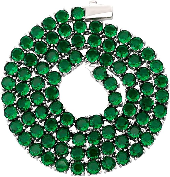 5MM Colorful Baguette Tennis Necklaces for Women and Men