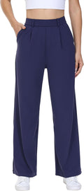 Womens Dress Pants Work Wide Leg Trousers with Pockets (Style 1SVL)