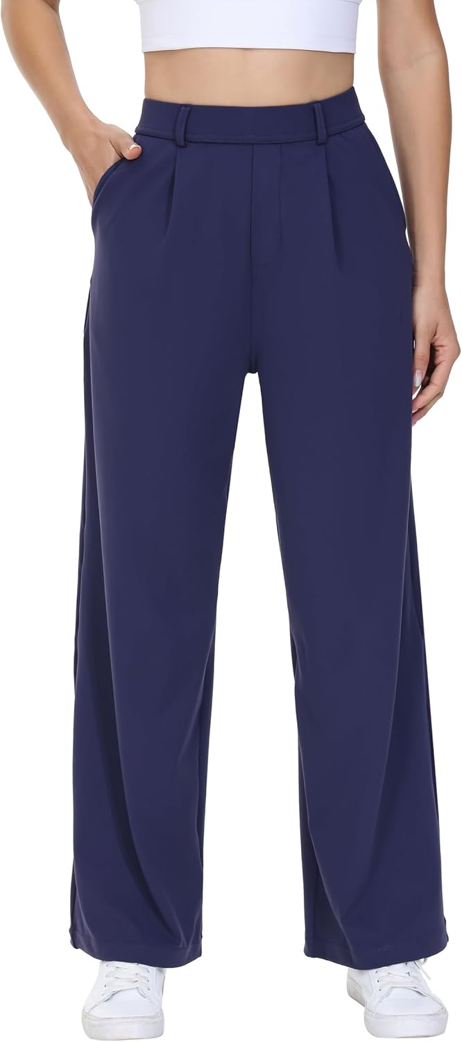 Womens Dress Pants Work Wide Leg Trousers for Office and Yoga