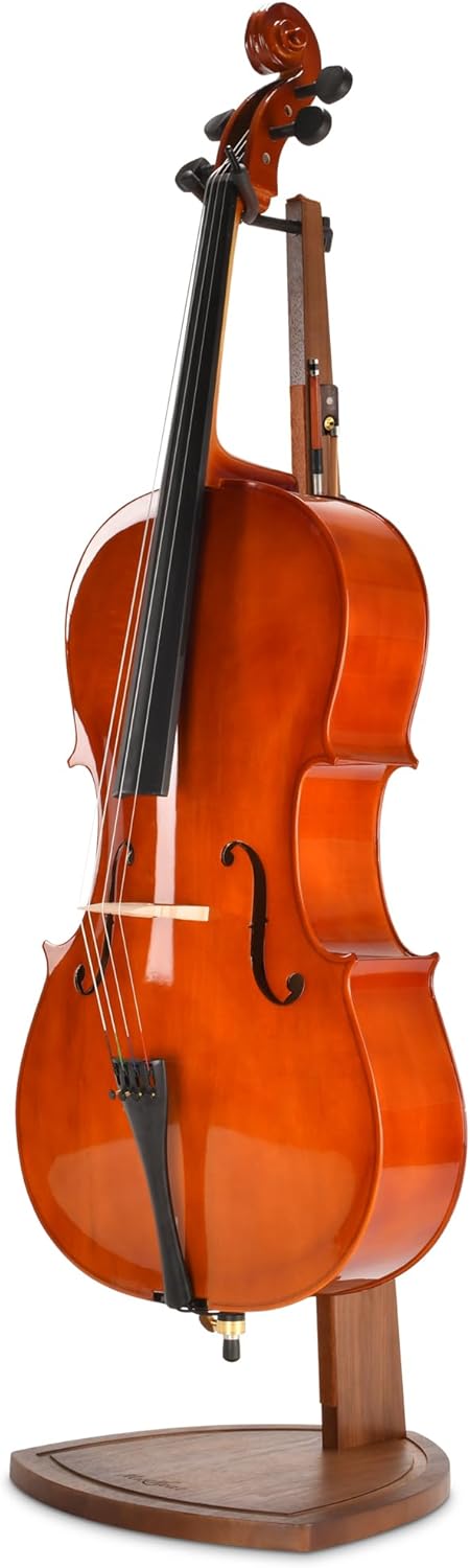 Handcrafted Walnut Wood Cello Stand with Bow Holder for All Sizes