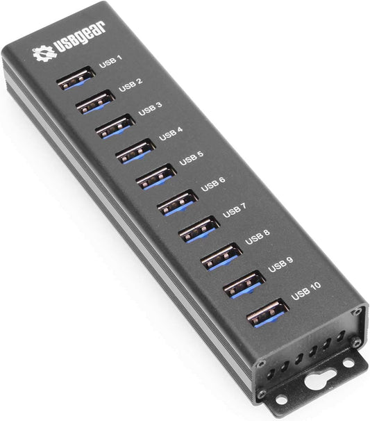 10-Port USB 3.2 Gen 1 Hub for Fast Charging and Data Transfer