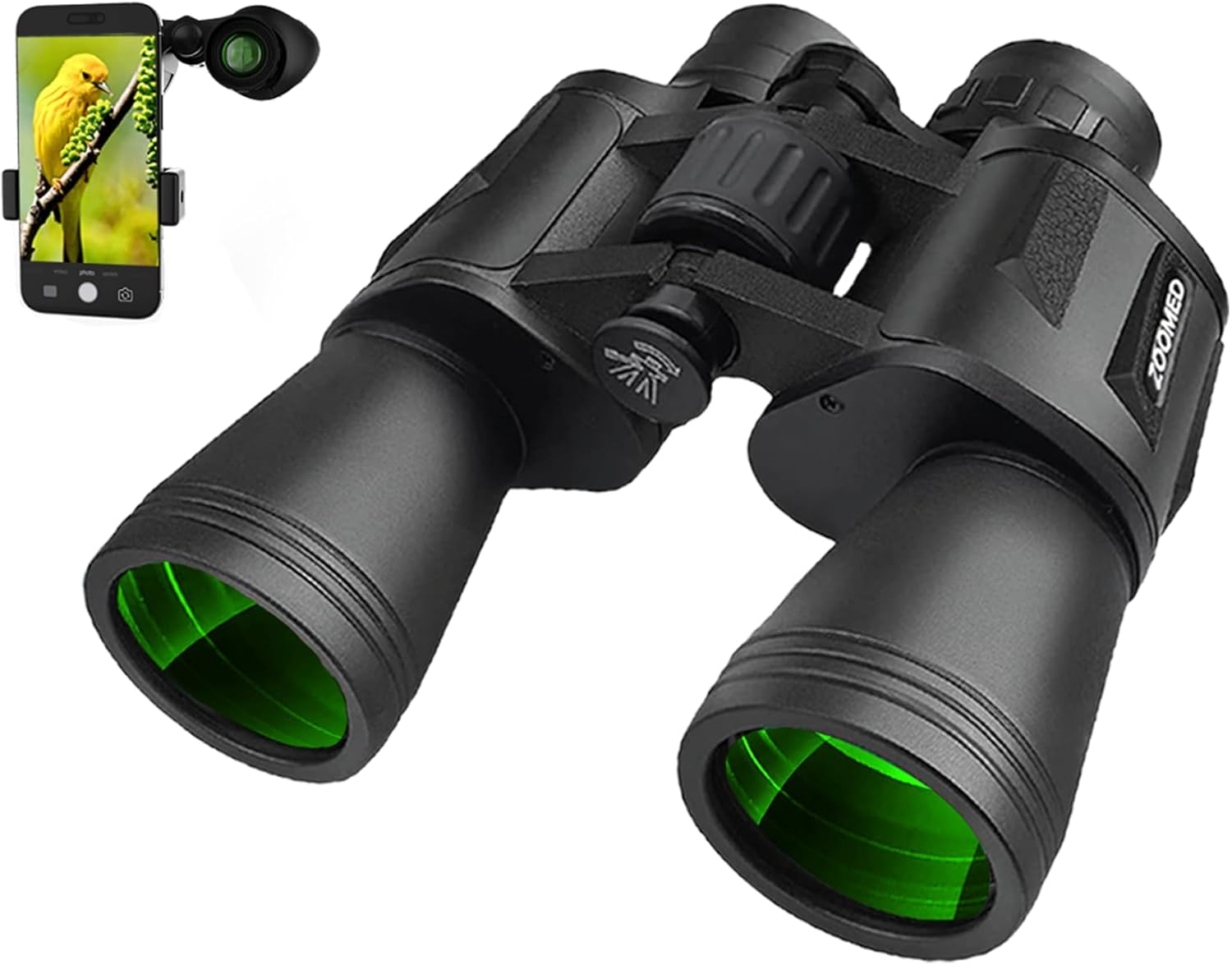 High Power 20x50 Binoculars with Smartphone Adapter for Adults