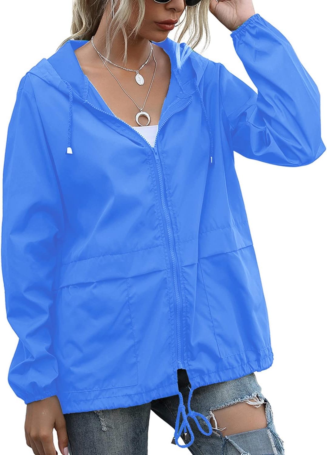 PESION Women's Waterproof Raincoat Lightweight Windbreaker Jacket