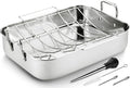 JY COOKMENT Roasting Pan with Rack and Baster - Large Stainless Steel