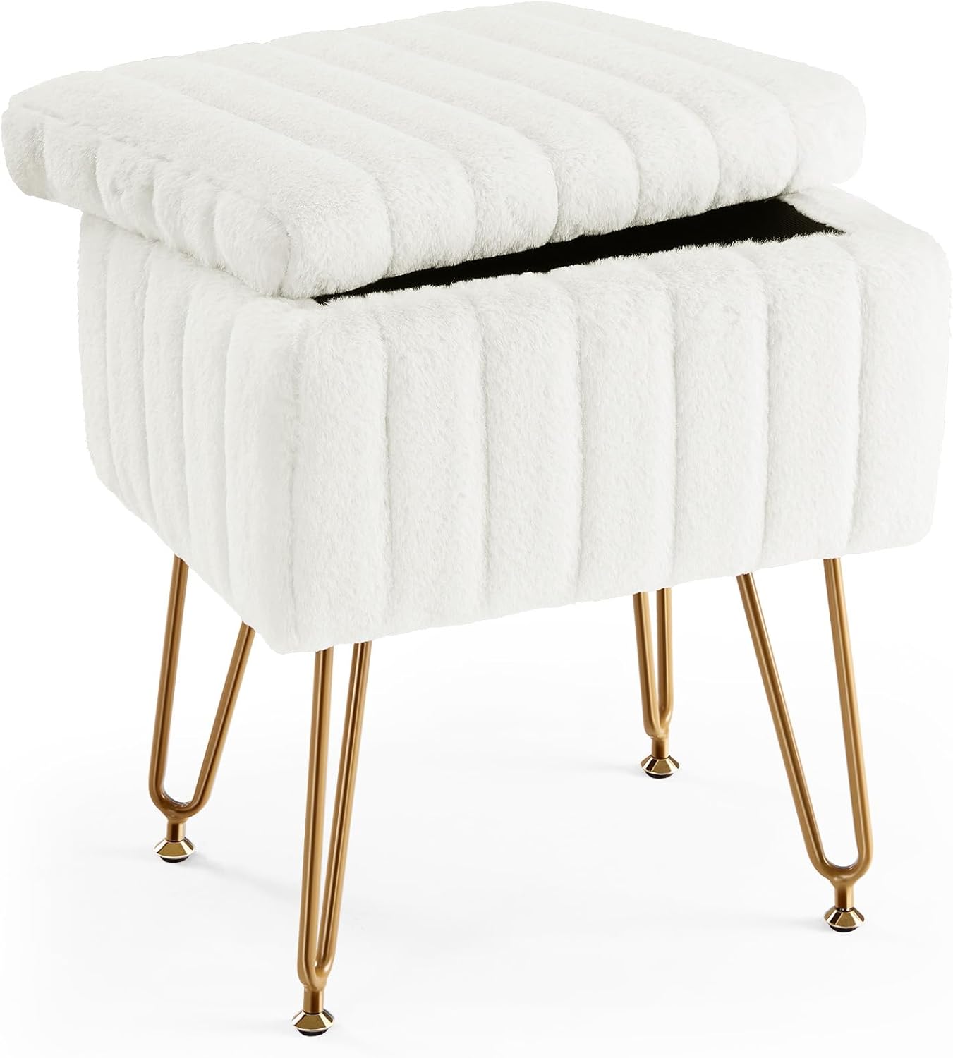 Sweetcrispy Vanity Stool Chair with Storage for Makeup and More