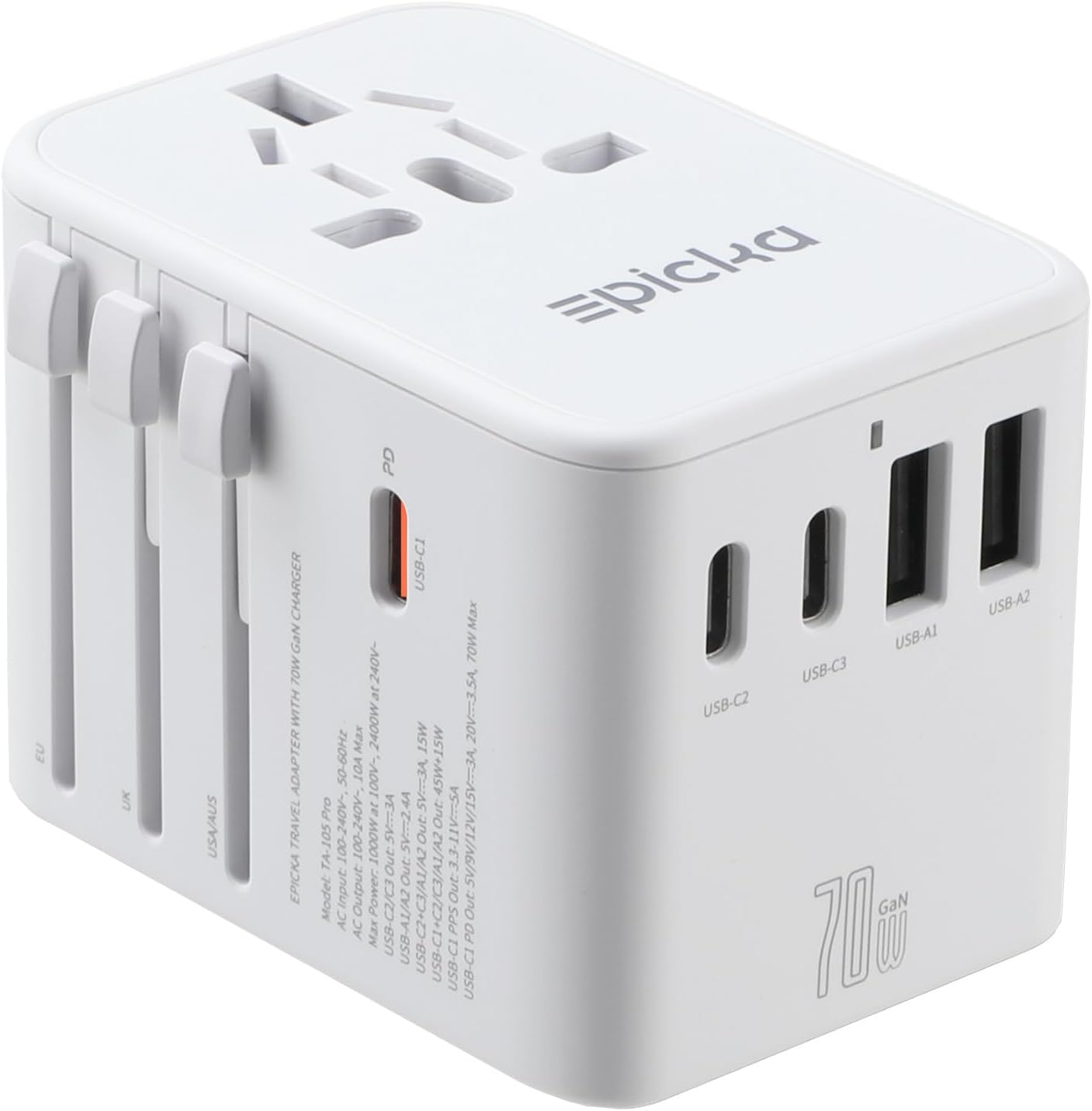 EPICKA Universal Travel Adapter with Fast Charging for Global Use