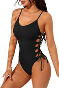 One Piece Swimsuit Women High Cut Lace-Up - Flattering Fit Women's