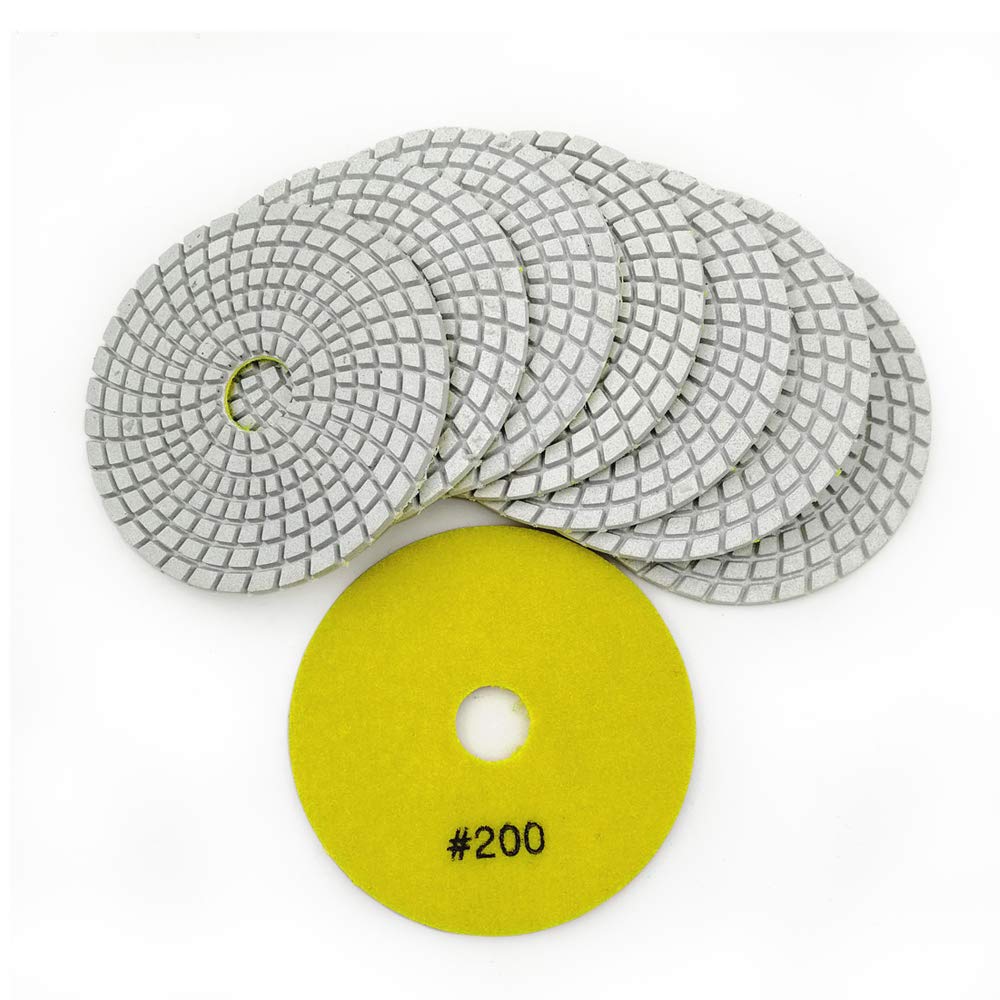 SHDIATOOL 4 Diamond Wet Polishing Pads - Grit 200 for Marble Granite