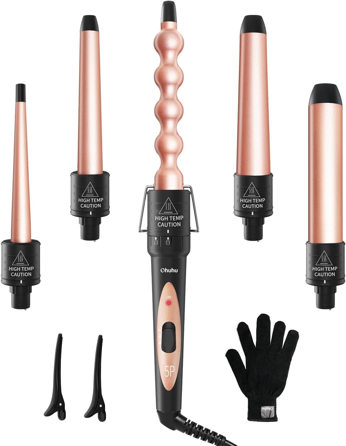 5 in 1 Curling Wand Set for Gorgeous Curls and Waves