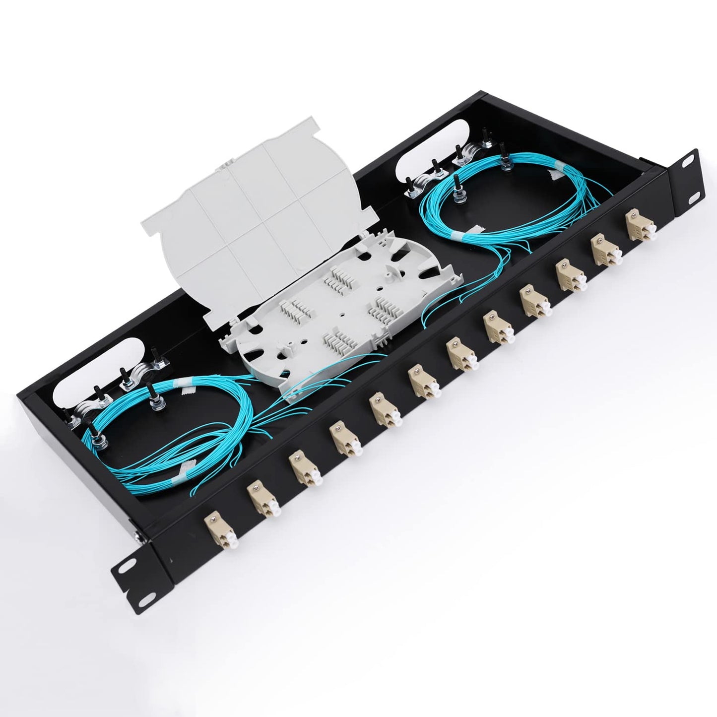 LC-OM3 12 Duplex Fiber Enclosure Rack Mount Box for 19in Racks
