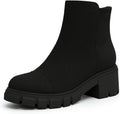 Athlefit Women's Ankle Boots Platform Lug Sole Chunky Heel Chelsea