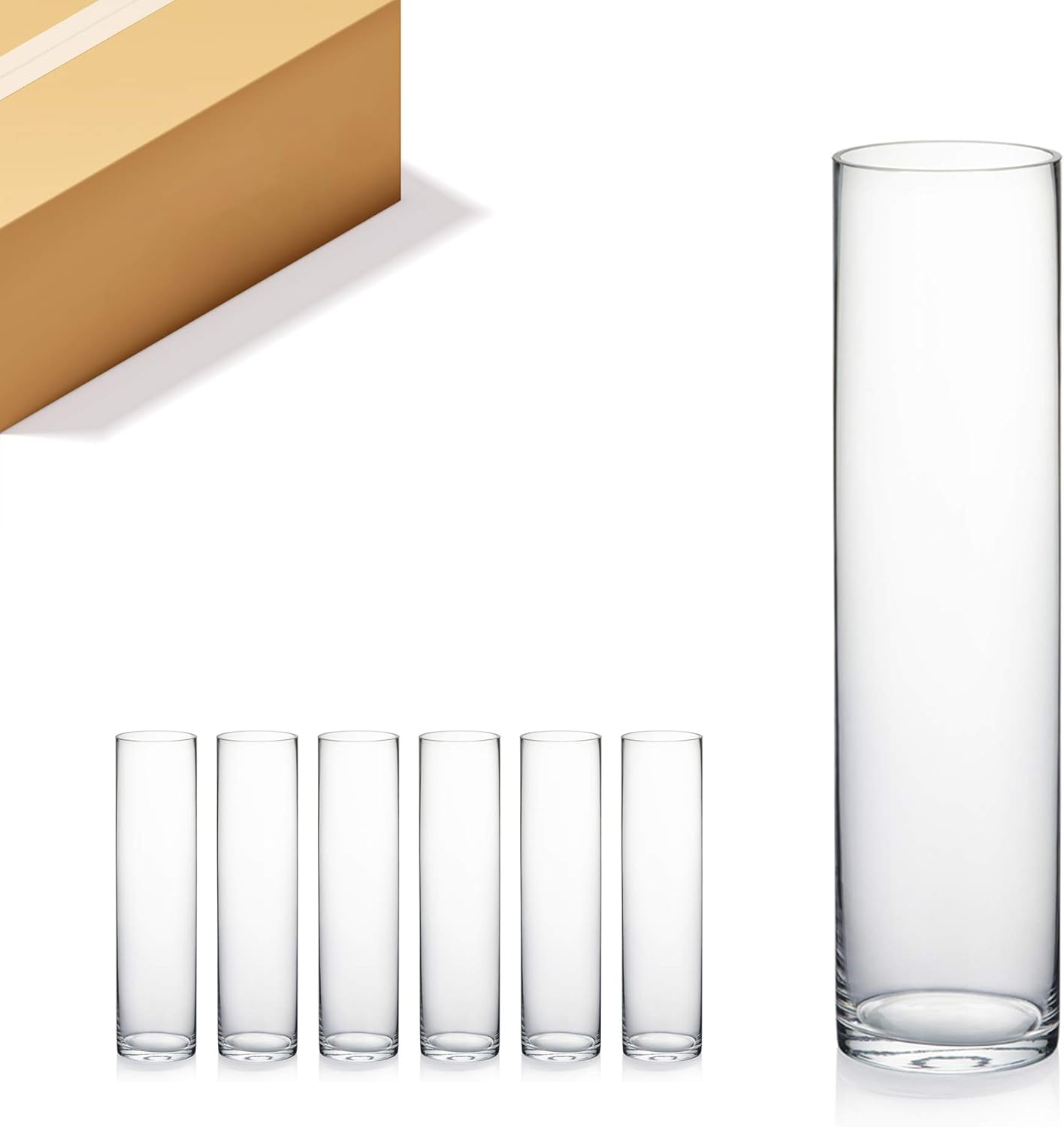 Quality Thick Weighted Clear Cylinder Glass Vases for Decor
