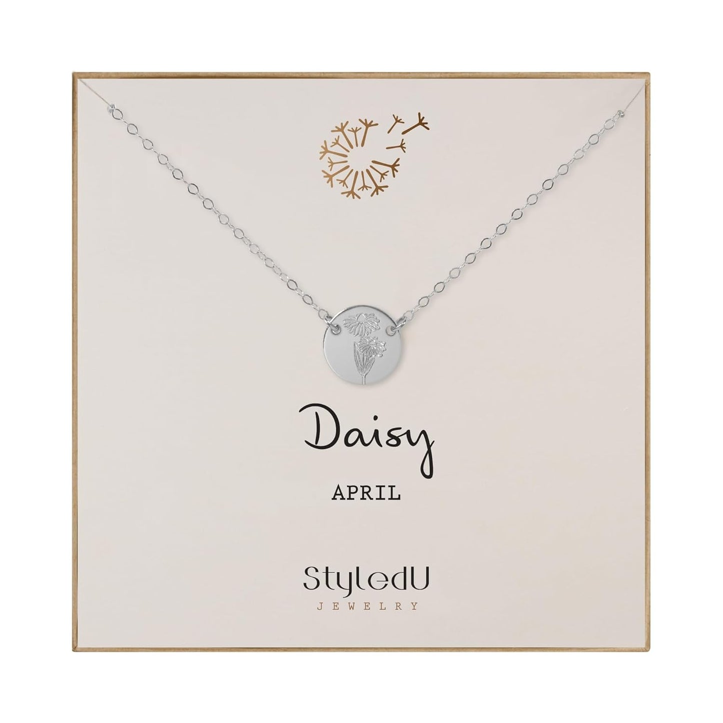 April Birth Flower Necklace for Women - Sterling Silver Daisy Gift