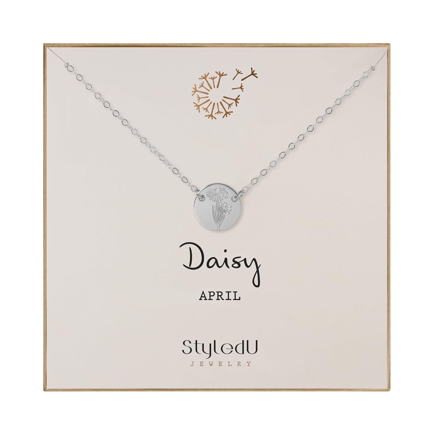 April Birth Flower Necklace for Women - Sterling Silver Daisy Gift