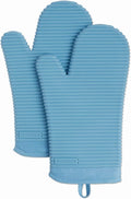 Ribbed Soft Silicone Oven Mitt 2-Pack, Blue Velvet - Heat Safe