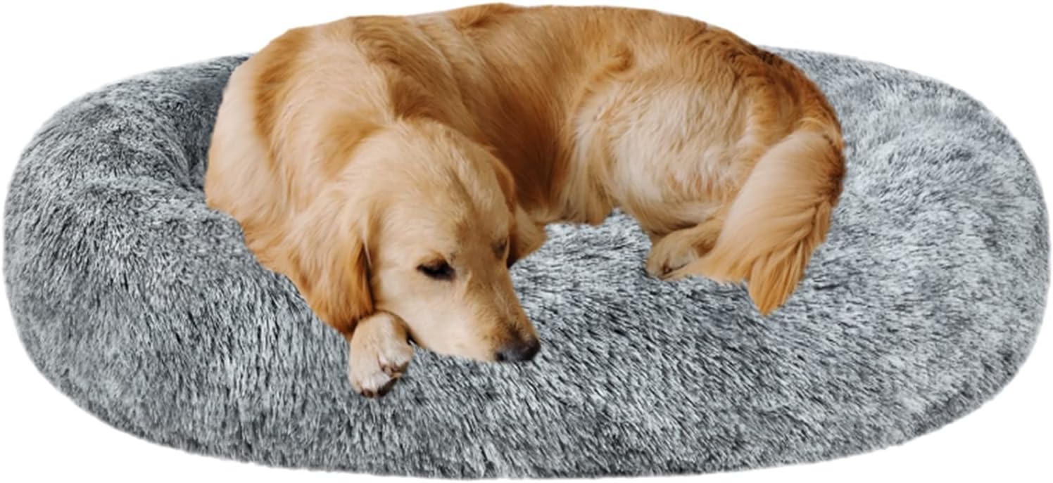 Coohom Oval Calming Donut Cuddler Dog Bed for Small Medium Pets