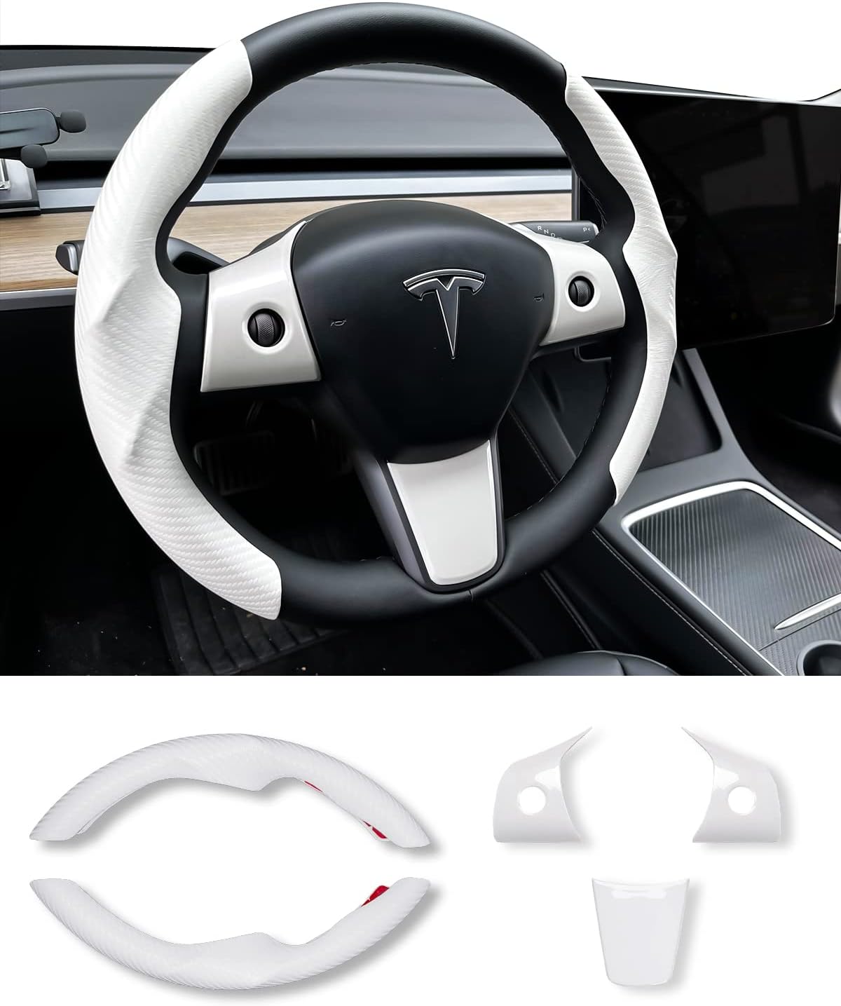 Carbon Fiber Steering Wheel Cover for Tesla Model 3 & Y