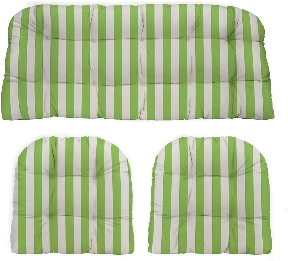 3-Piece Wicker Tufted Cushion Set for Outdoor Loveseat & Chairs