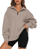 Trendy Queen Womens Oversized Half Zip Sweatshirt - Cozy Fall Layer
