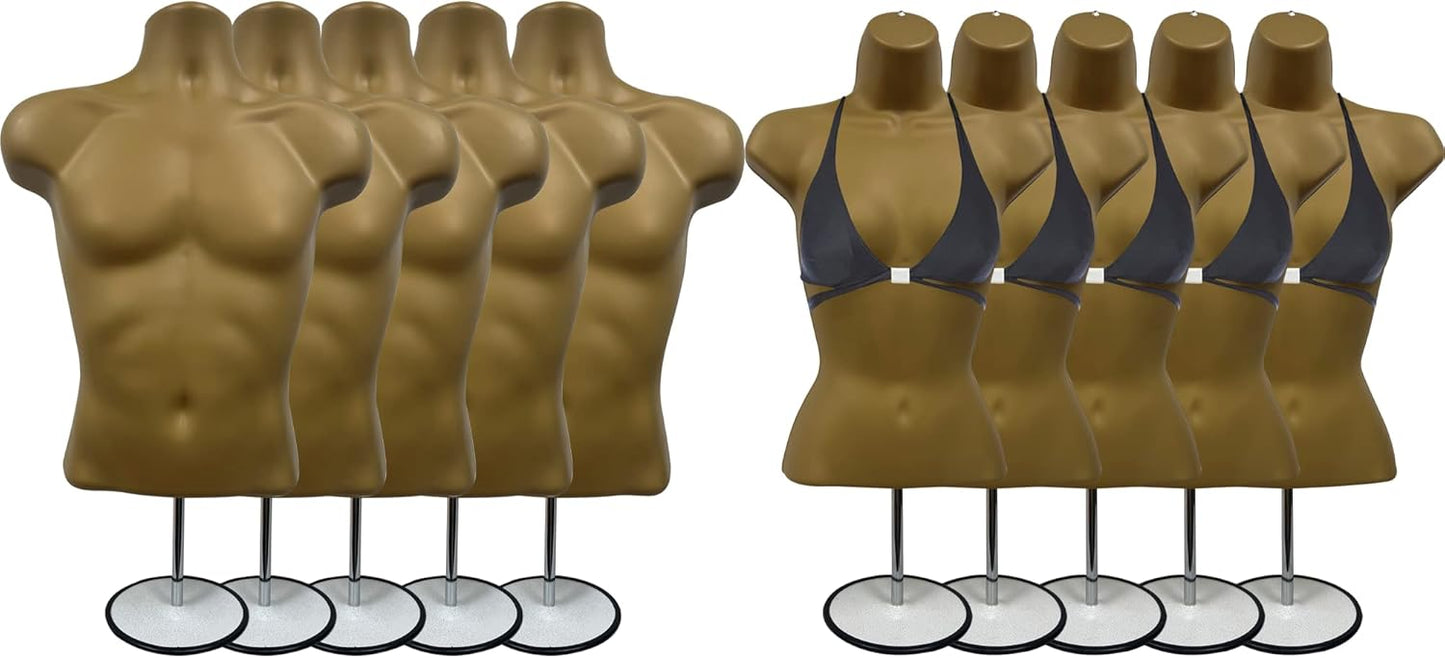 DisplayTown Male and Female Mannequin Torso Set for Clothing