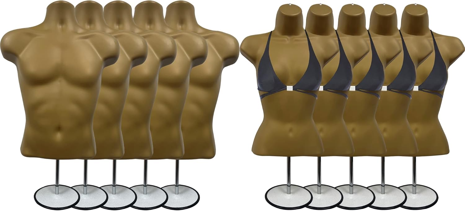 DisplayTown Male and Female Mannequin Torso Set for Clothing