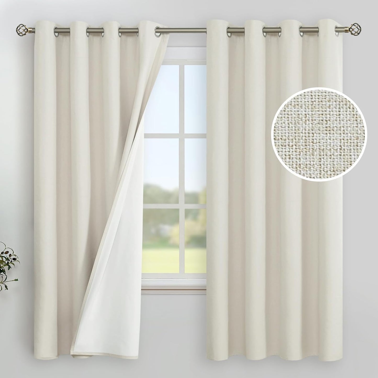 Blackout Linen Curtains for Winter - 63 2 Panels