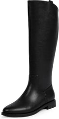 Knee High Boots for Women Rounded Toe Flat Retro Riding - Comfortable