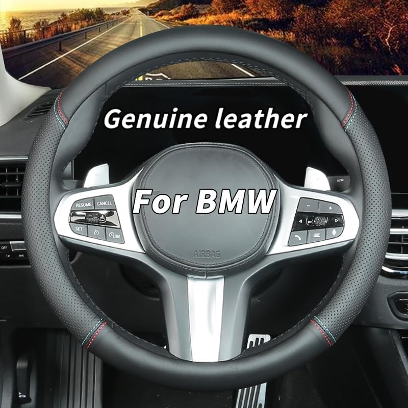Custom-Fit Genuine Leather Steering Wheel Cover for BMW Cars
