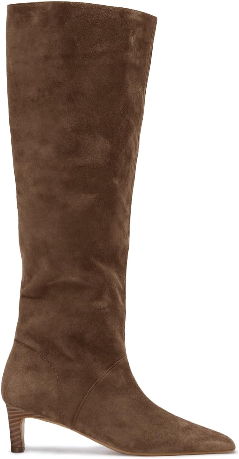 Coutgo Womens Knee High Boots with Kitten Heel for Style
