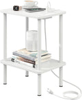 Apicizon 2 Tier End Table with Charging Station - Compact Nightstand