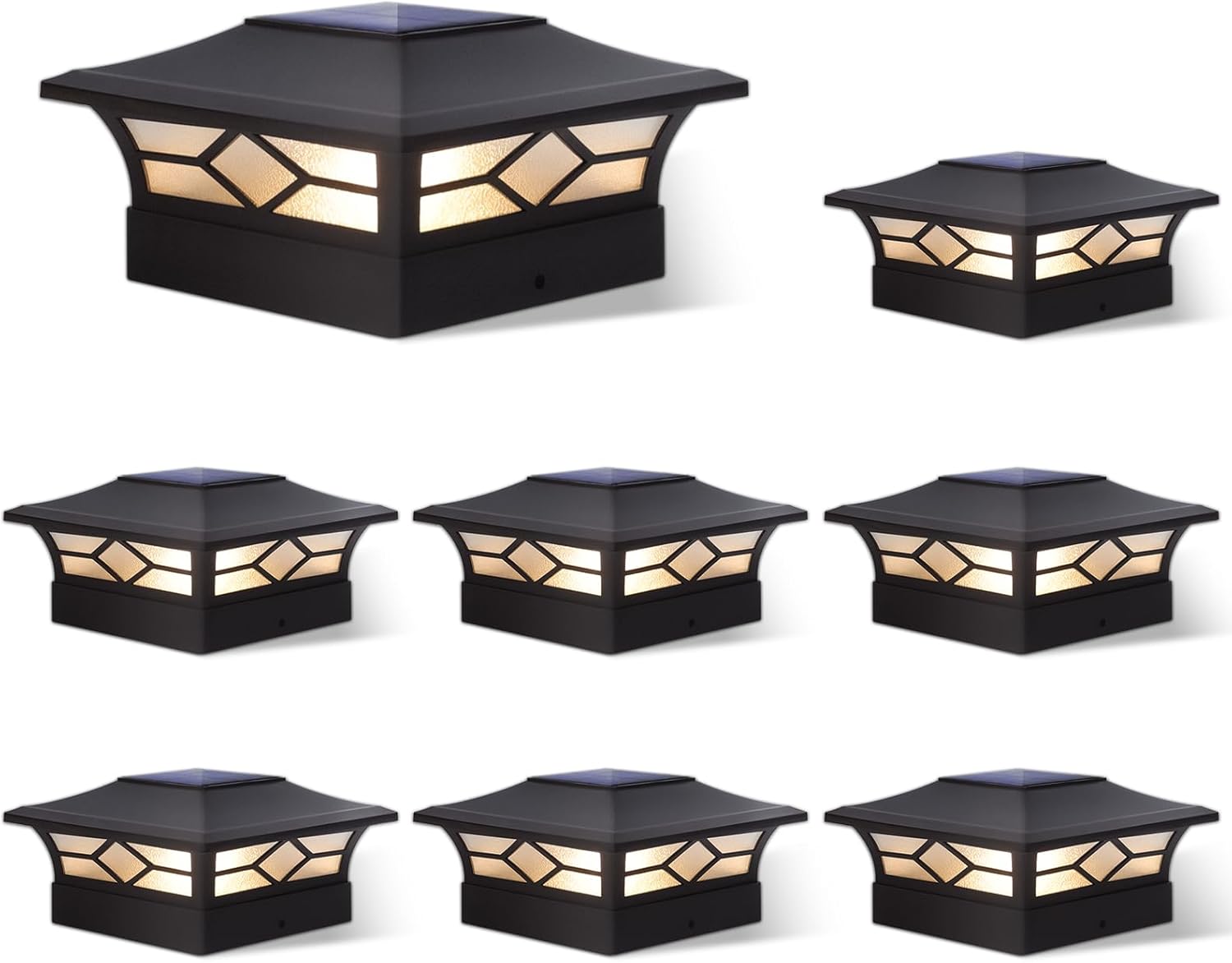 Solar Post Cap Lights Outdoor 8pack for Deck and Fence Posts