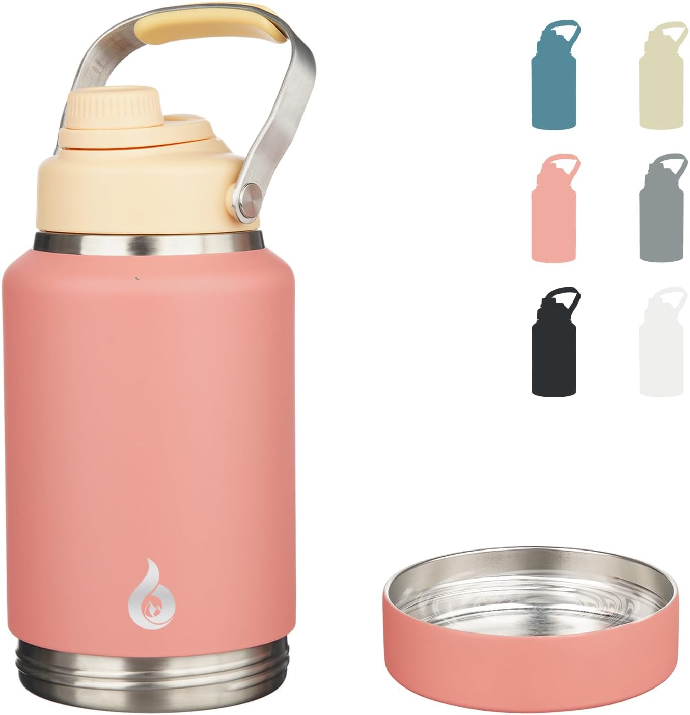 64oz Insulated Water Bottle with Detachable Bowl for Hydration