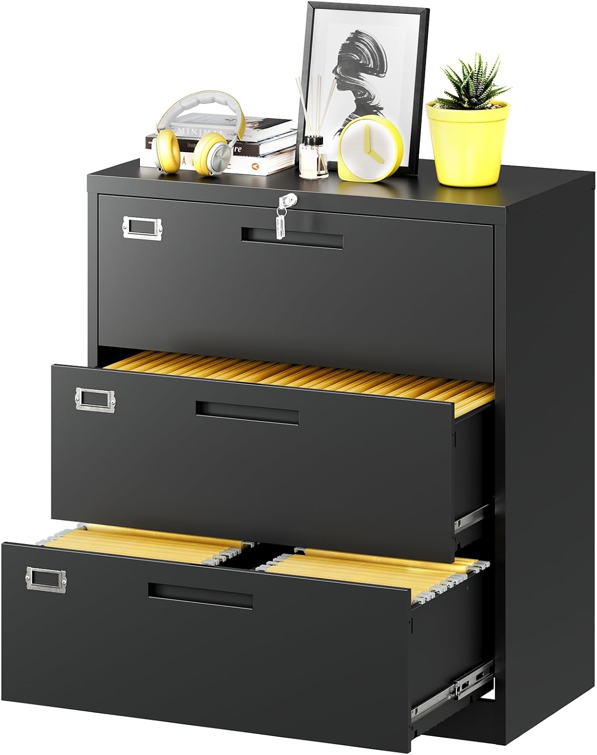 Lateral File Cabinet with Lock for Secure Home Office Storage