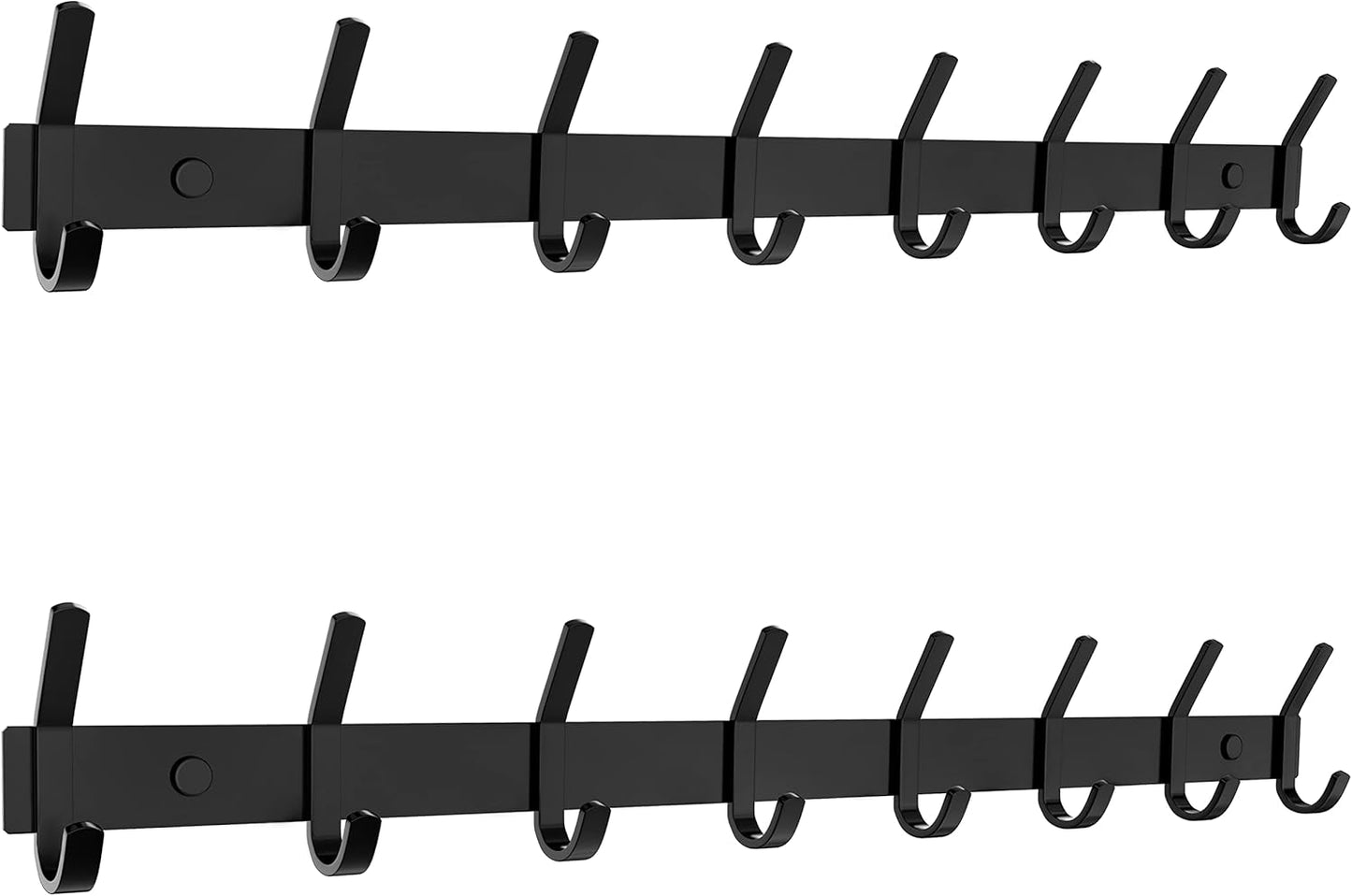 Matte Black Coat Rack Wall Mount with 8 Double Hooks for Storage