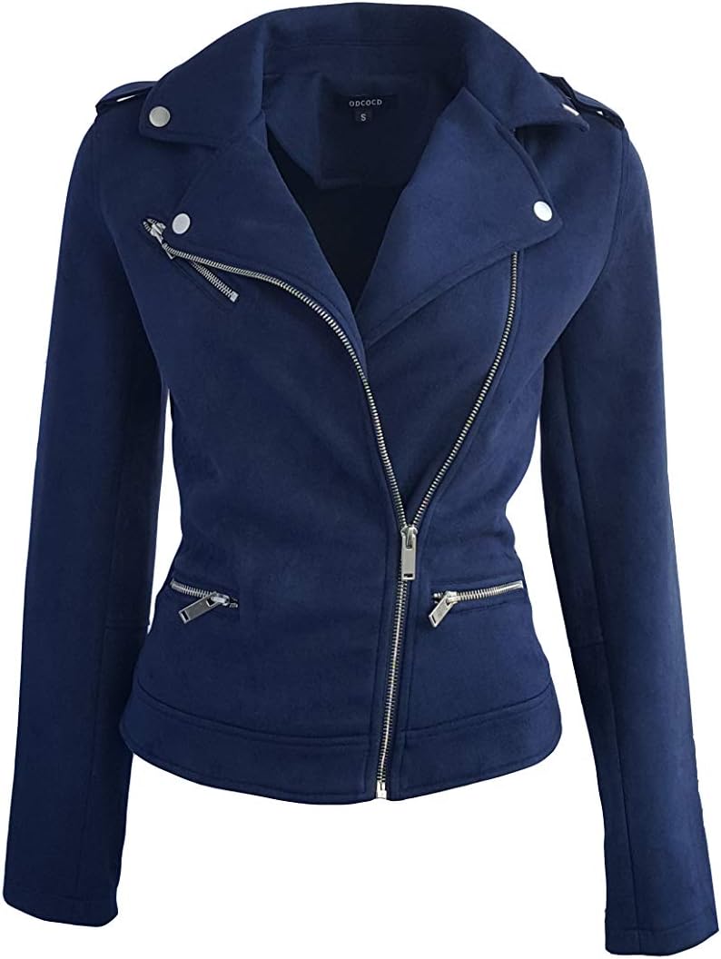 ODCOCD Faux Suede Jacket for Women Long Sleeve Casual Outwear