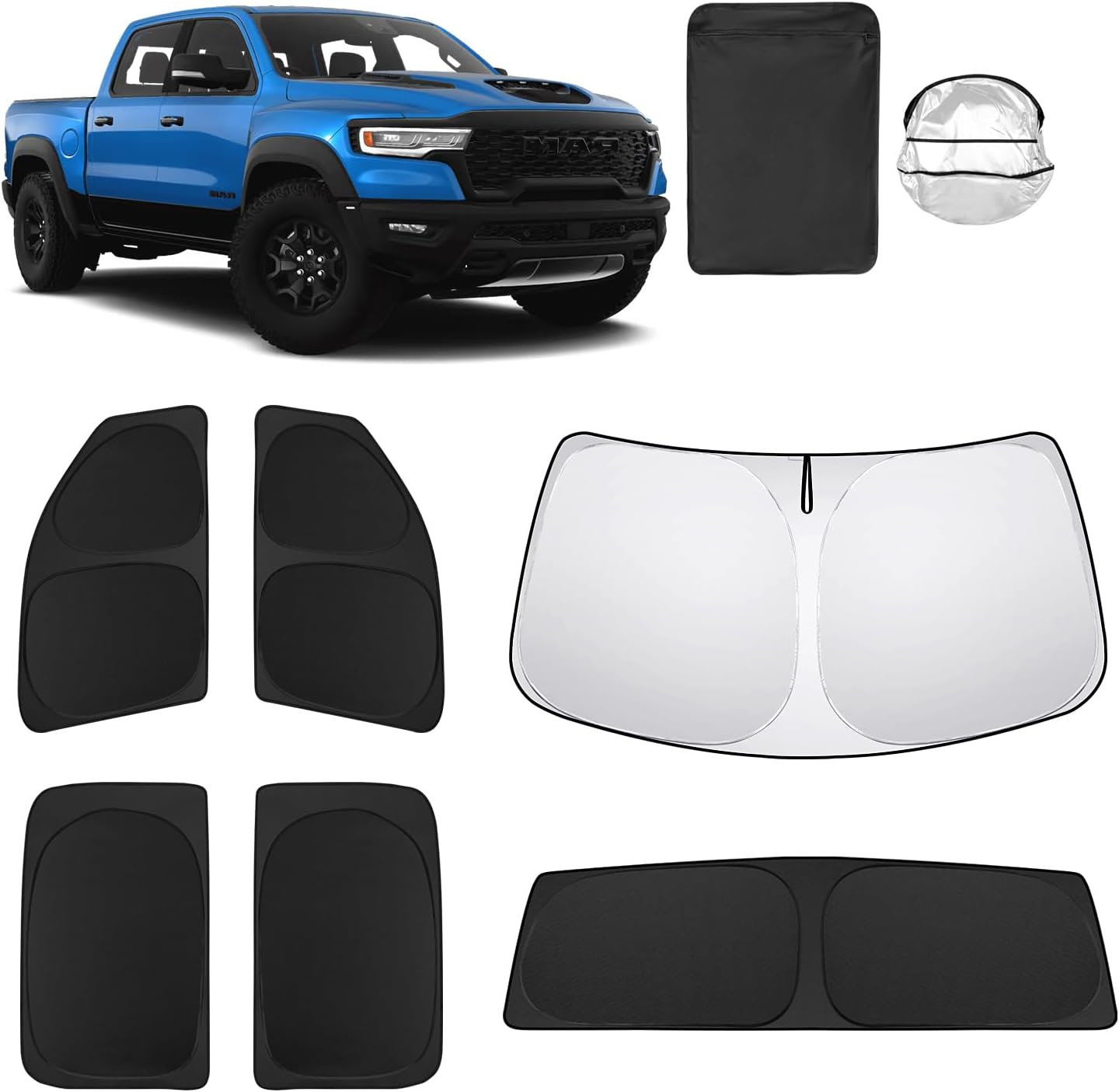 6pcs Car Window Shades for Dodge RAM 1500 - UV Blocking Privacy