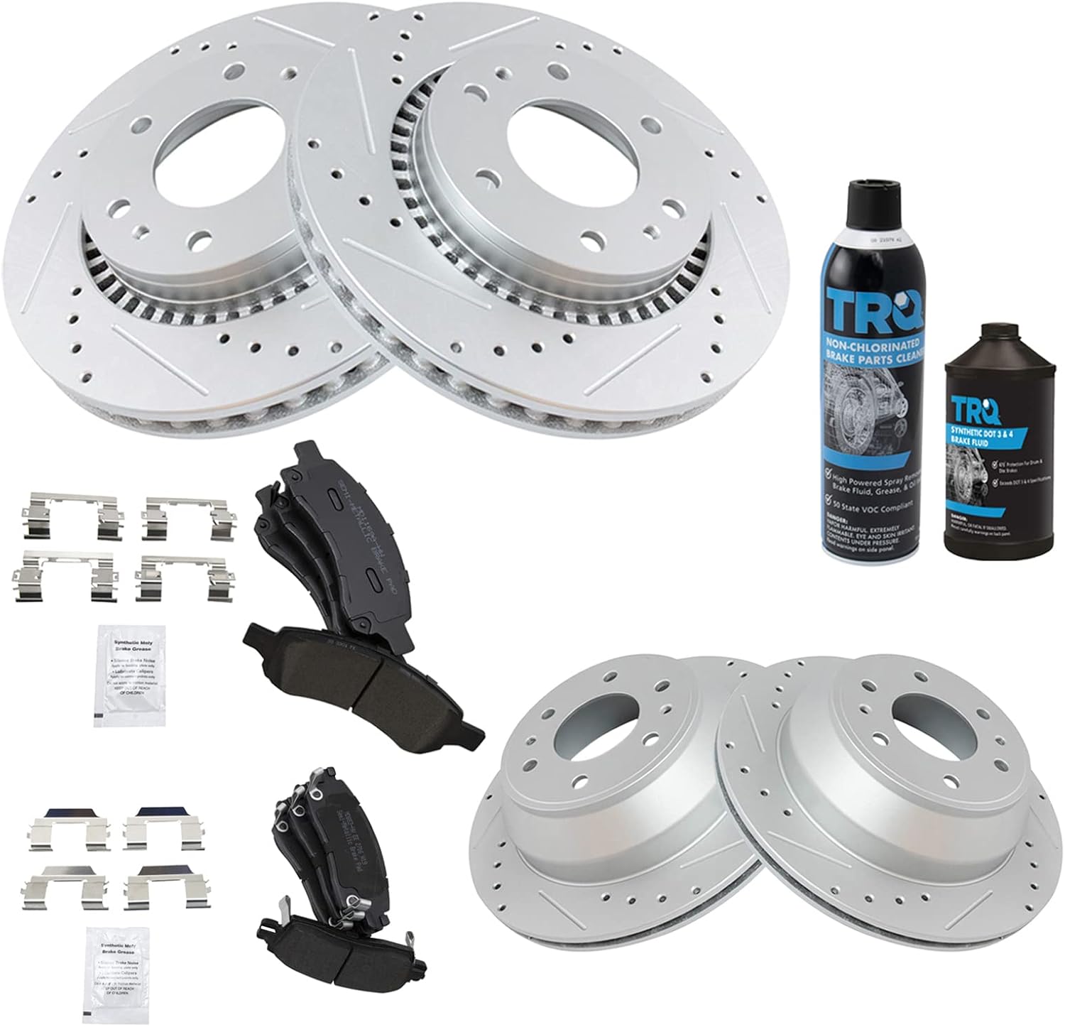 TRQ Front & Rear Brake Pad & Rotor Kit for Buick Rainier