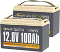 Power Queen 2 Pack 12.8V 100Ah LiFePO4 Battery Pack - High Cycle Solar
