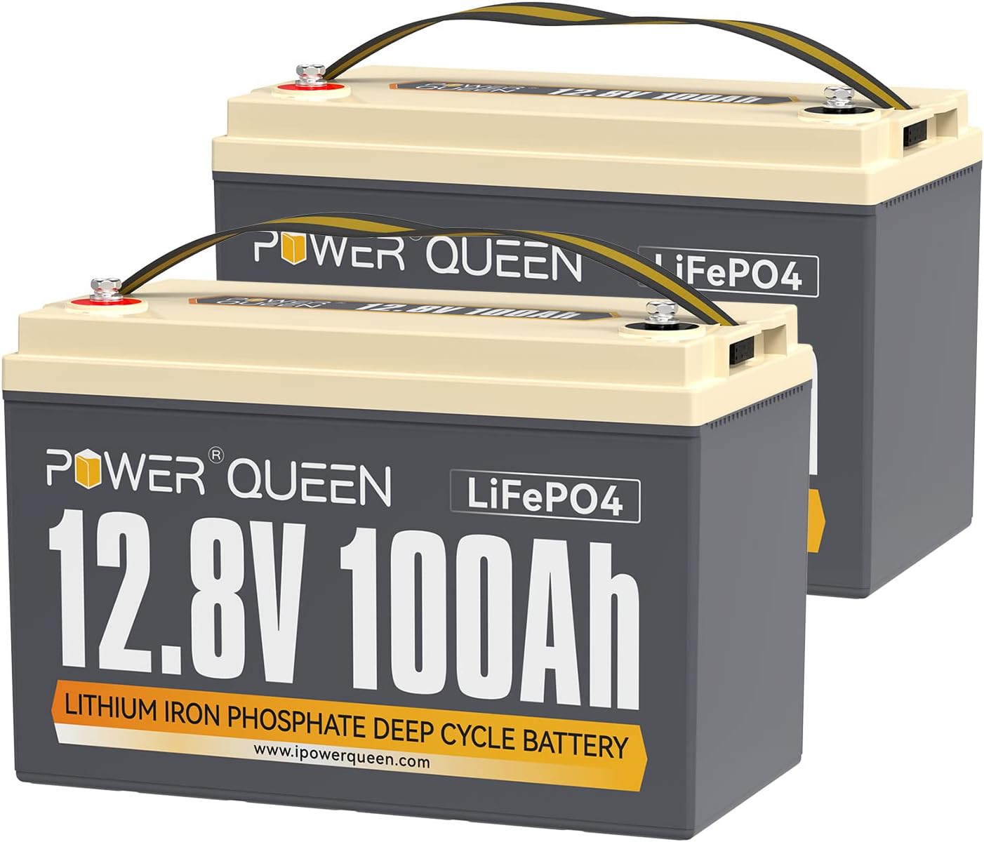Power Queen 12.8V 100Ah LiFePO4 Battery Pack for Solar & RV Use