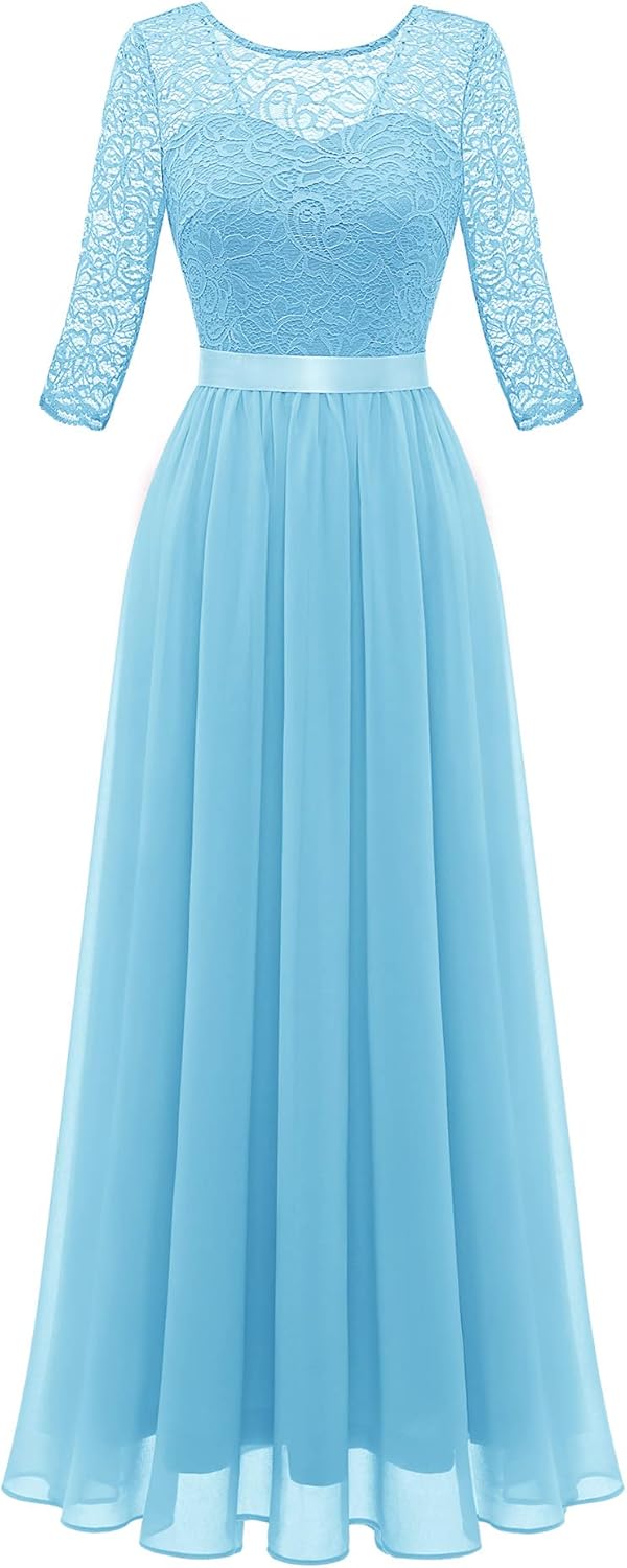 BeryLove Women Long Sleeve Formal Party Dress for Weddings