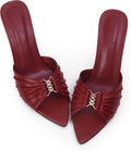 Womens 3.5 in Stiletto Mules Pointed Peep Toe - Sleek Faux Leather